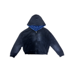 NRF™ : DOUBLE TROUBLE WAFFLE REVERSIBLE ZIP HOODED SWEATSHIRT STONE WASHED BLUE
