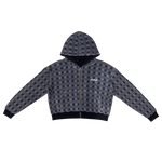 NRF™ : DOUBLE TROUBLE WAFFLE REVERSIBLE ZIP HOODED SWEATSHIRT STONE WASHED GREY
