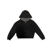 *WEBSITE EXCLUSIVE* NRF™ : DOUBLE TROUBLE WAFFLE REVERSIBLE ZIP HOODED SWEATSHIRT JET BLACK (GREY)